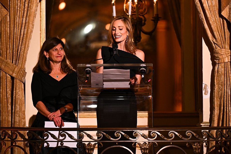 Marcella Hymowitz and Dr. Julia Glade-Bender at the podium during the 2025 event.